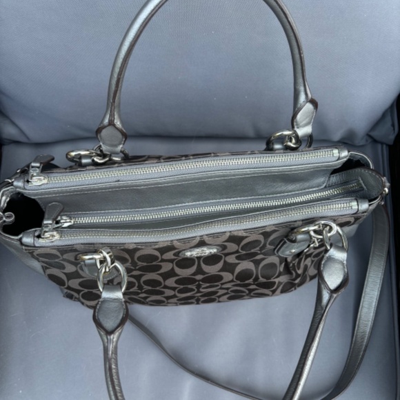 Coach grey leather and cloth signature satchel - Picture 2 of 7